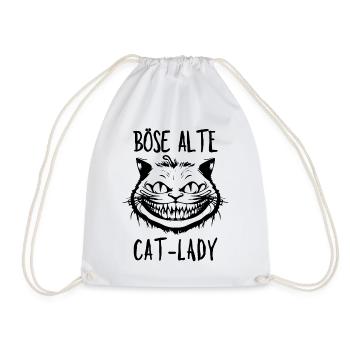 Böse alte Cat-Lady - Grinsekatze Lustiger Spruch - Turnbeutel - Weiß - Vorne