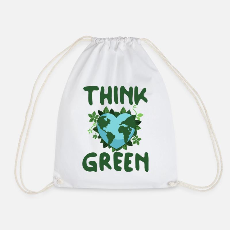 Think Green Erde Herz - Turnbeutel - Weiß