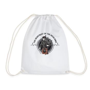 Bagpiper Scottish bagpipe heartbeat - Drawstring Bag - white - Front
