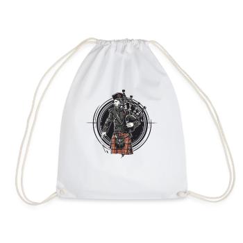 Bagpiper, Scottish bagpipe instrument - Drawstring Bag - white - Front