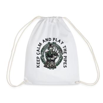 Bagpiper Scottish bagpipe-playing - Drawstring Bag - white - Front