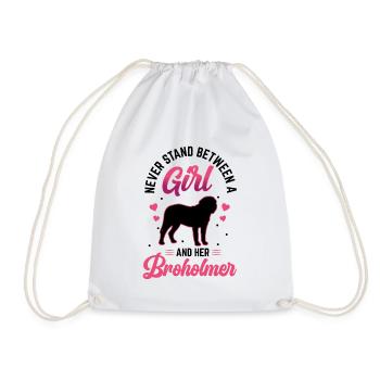 Girl and her Broholm Great Dane - Drawstring Bag - white - Front