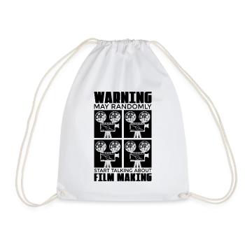 Warning May Randomly Start Film Director Filmmaker - Drawstring Bag - white - Front