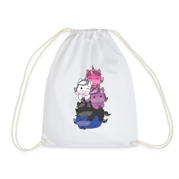 Genderfluid Flag Pride LGBTQ Cute Unicorn Stack - Drawstring Bag - white - Front