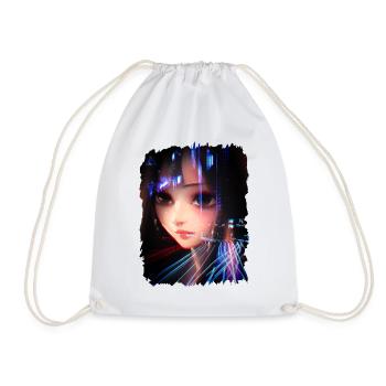 Anime Girl City Lights - Drawstring Bag - white - Front