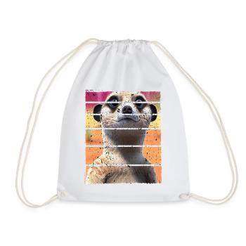 Meerkat Cute Mongoose Motif Retro Vintage - Drawstring Bag - white - Front