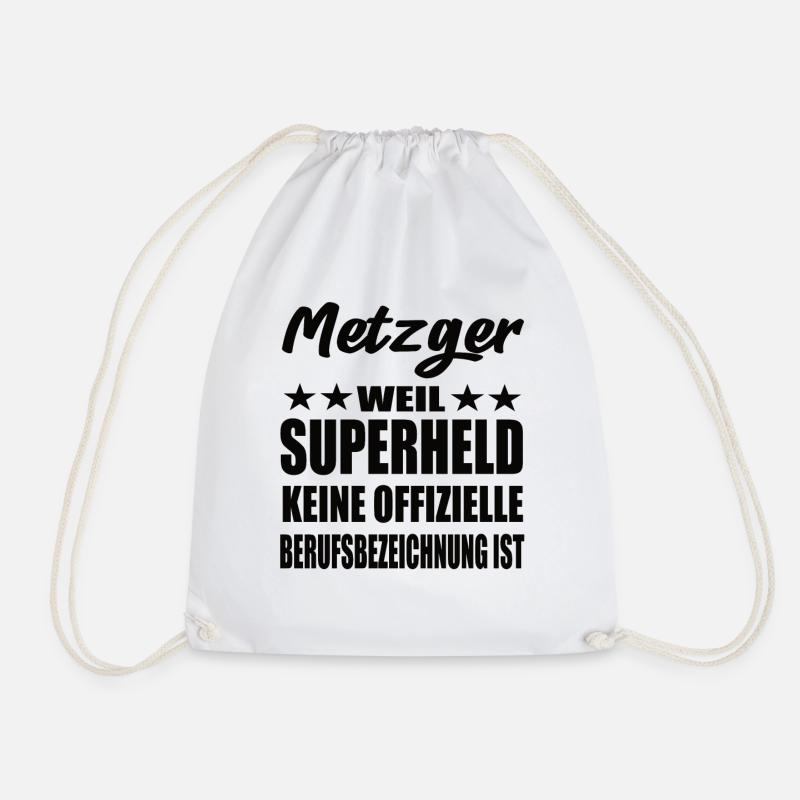 Metzger Superheld Spruch - Turnbeutel - Weiß