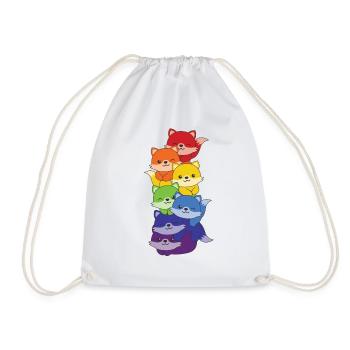 Regenbogen Flag Pride LGBTQ süßer Einhorn Stapel - Turnbeutel - Weiß - Vorne