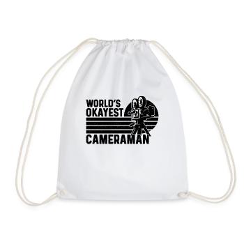 World's Okayest Cameraman Retro Camera Operators - Drawstring Bag - white - Front
