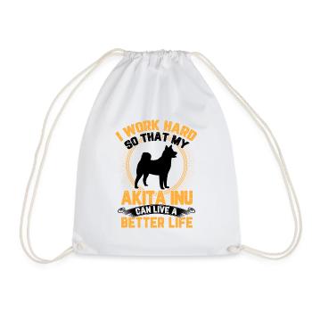 Akita Inu work hard Japanese Akita Inu - Drawstring Bag - white - Front