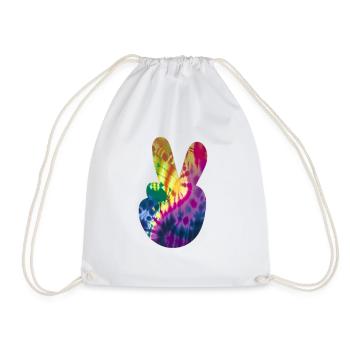 Groovy Tie Dye Peace Hand - Turnbeutel - Weiß - Vorne