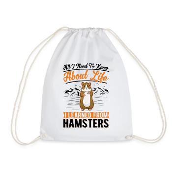 Hamster Geschenk Hamsterrad Goldhamster - Turnbeutel - Weiß - Vorne