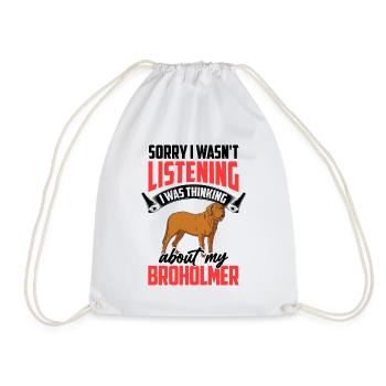 Thinking of my Broholmer Great Dane - Drawstring Bag - white - Front
