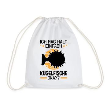 Ich mag einfach Kugelfisch Riesenkugelfisch - Turnbeutel - Weiß - Vorne