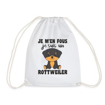 Je m'en fous je suis un rottweiler - Hund - Turnbeutel - Weiß - Vorne