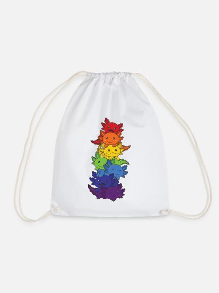Regenbogen Axolotl süße bunte Axolotl für Kinder - Turnbeutel - Weiß