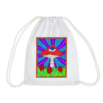 Hippie Magic Toadstool Retro Psychedelic - Drawstring Bag - white - Front
