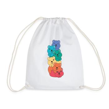 Rainbow Flag Pride LGBTQ Cute Quokka Stack - Drawstring Bag - white - Front