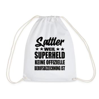 Sattler Superheld Spruch - Turnbeutel - Weiß - Vorne
