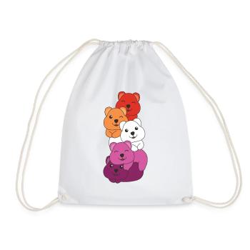 Lesbian Flag Pride LGBTQ Cute Quokka Stack - Drawstring Bag - white - Front