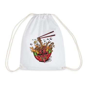Nudelsuppe Ramen Monster Japan Dämon Essstäbchen - Turnbeutel - Weiß - Vorne