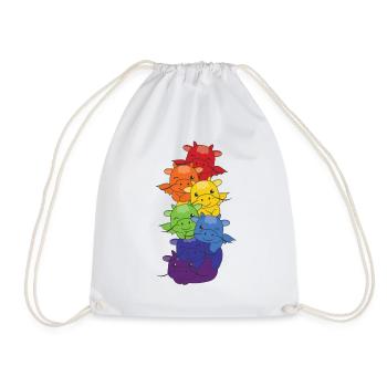Regenbogen Flag Pride LGBTQ süßer Drache Stapel - Turnbeutel - Weiß - Vorne