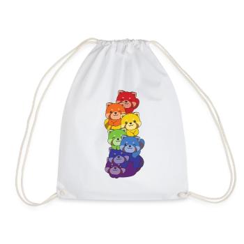Rainbow Red Panda Cute Colorful Red Panda for - Drawstring Bag - white - Front
