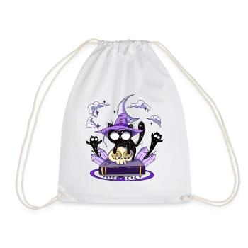 Magic Cat Ghosts Summoning Cats Magic Book - Drawstring Bag - white - Front