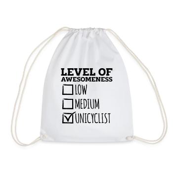 Level Of Awesomeness Unicycle Bicycle Unicyclist - Drawstring Bag - white - Front
