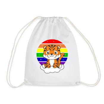 Tiger colorful rainbow for kids cute tiger - Drawstring Bag - white - Front