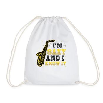 I'm Saxy and I Know It - Saxophone - Drawstring Bag - white - Front
