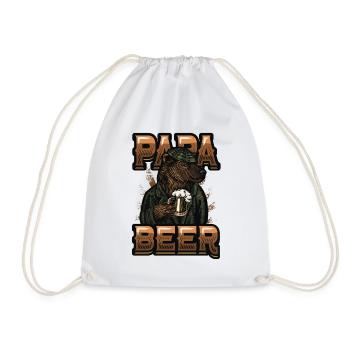 Daddy beer, teddy bear drinks beer - Drawstring Bag - white - Front