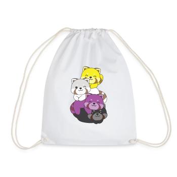 Nonbinary Flag Pride LGBTQ Cute Red Panda - Drawstring Bag - white - Front