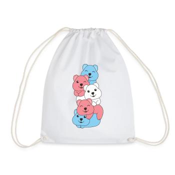 Transgender Flag Pride LGBTQ Cute Quokka Stack - Drawstring Bag - white - Front