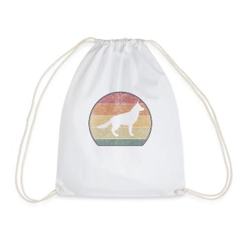 Retro German Shepherd Sunset - Drawstring Bag - white - Front