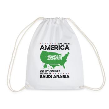 Born Saudi Arabian Saudi Arabia American USA - Drawstring Bag - white - Front