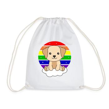 Labrador colorful rainbow for kids cute dog - Drawstring Bag - white - Front