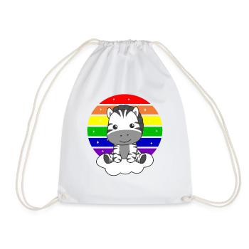 Zebra colorful rainbow for kids cute zebra - Drawstring Bag - white - Front