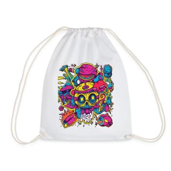 sick crazy colorful party design - Drawstring Bag - white - Front