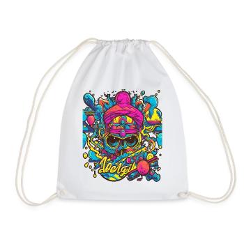 The design has a modern aesthetic and creates a - Drawstring Bag - white - Front