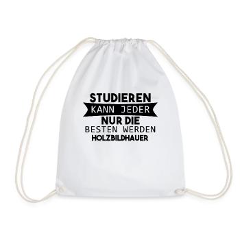 Holzbildhauer lustiger Spruch - Turnbeutel - Weiß - Vorne