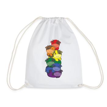 Regenbogen Flag Pride LGBTQ süßer Kuh Stapel - Turnbeutel - Weiß - Vorne