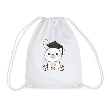 Enfants de la maternelle cloué Lapin Graduation - Sac de sport léger - blanc - Devant