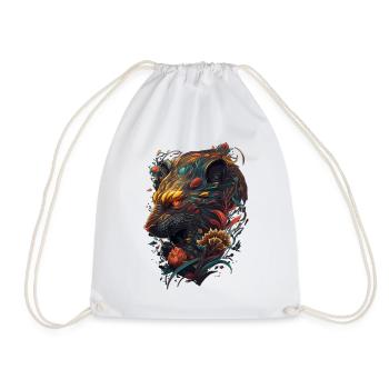 Wildtiger Cat colorful abstract Design - Drawstring Bag - white - Front
