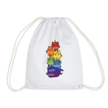 Regenbogen Flag Pride LGBTQ süßer Einhorn Stapel - Turnbeutel - Weiß - Vorne