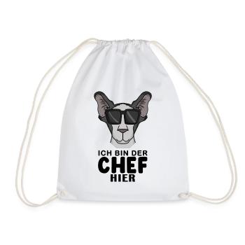 coole Katze - Orientalisch Kurzhaar Katze - Chef - Turnbeutel - Weiß - Vorne