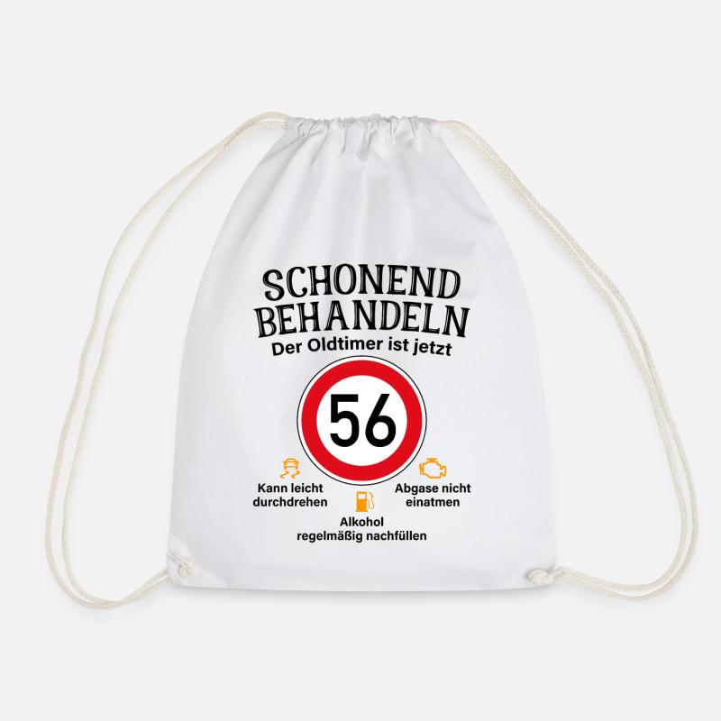 56. Geburtstag Schonend Behandeln Oldtimer Ist 56 - Turnbeutel - Weiß