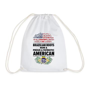 Born Brazilian Brazil American USA Citizenship - Drawstring Bag - white - Front