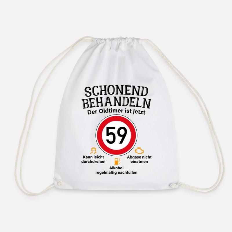 59. Geburtstag Schonend Behandeln Oldtimer Ist 59 - Turnbeutel - Weiß