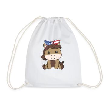 4 juillet Cheval américain pour enfants USA - Sac de sport léger - blanc - Devant